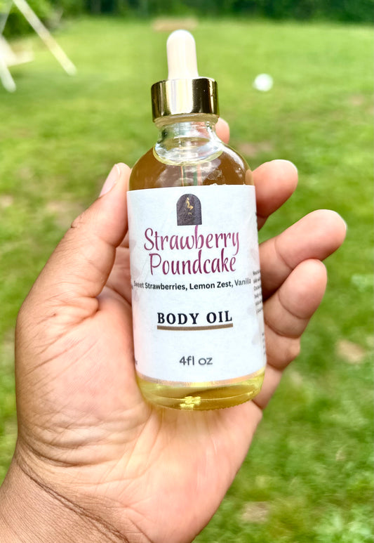 🍓STRAWBERRY POUNDCAKE BODY OIL – Sweet Glow with Jojoba &amp; Avocado Oils